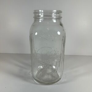 Ball Wide Mouth Mason Jar 1/2 Gallon 64oz Clear Glass Fruit Embossed 6 Cups